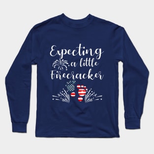 4th Of July Expecting a Little Firecracker Pregnancy Announcement Long Sleeve T-Shirt